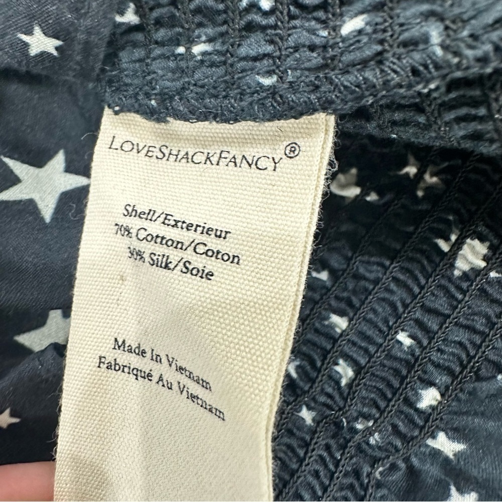 LOVESHACKFANCY Russell stars smocked top puff sleeve black white small pretty - Picture 10 of 10